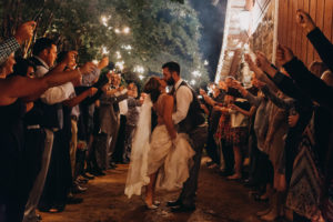 sparkler wedding send off at ocoee river barn